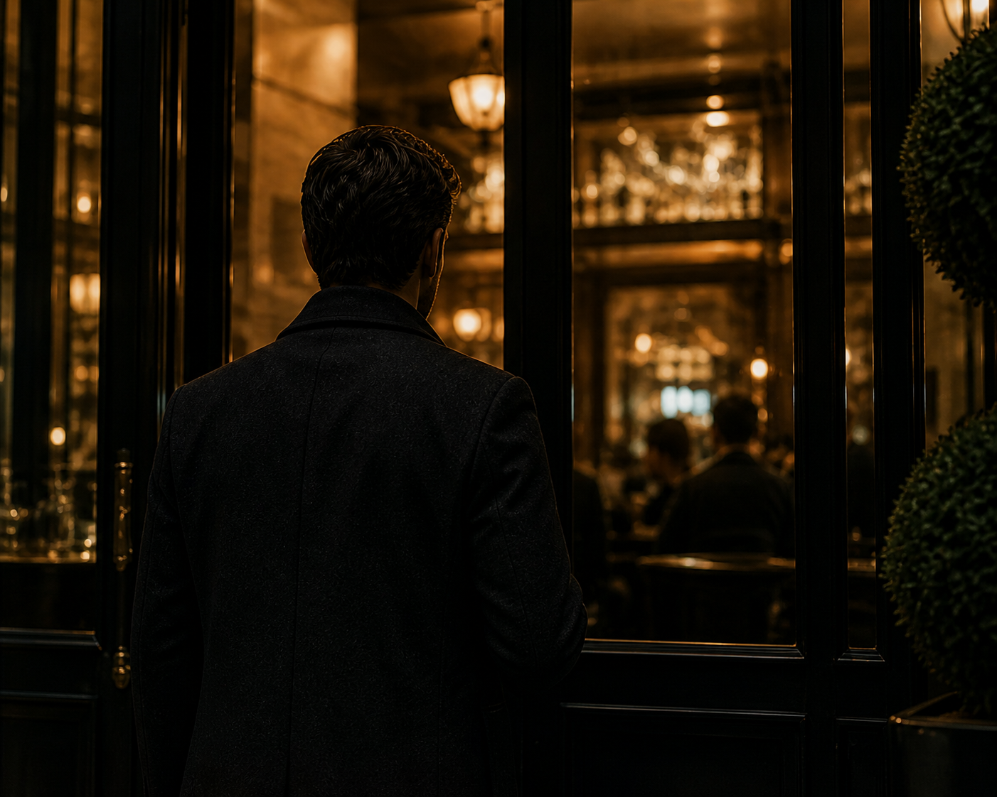 A man at the entrance of a private members' club