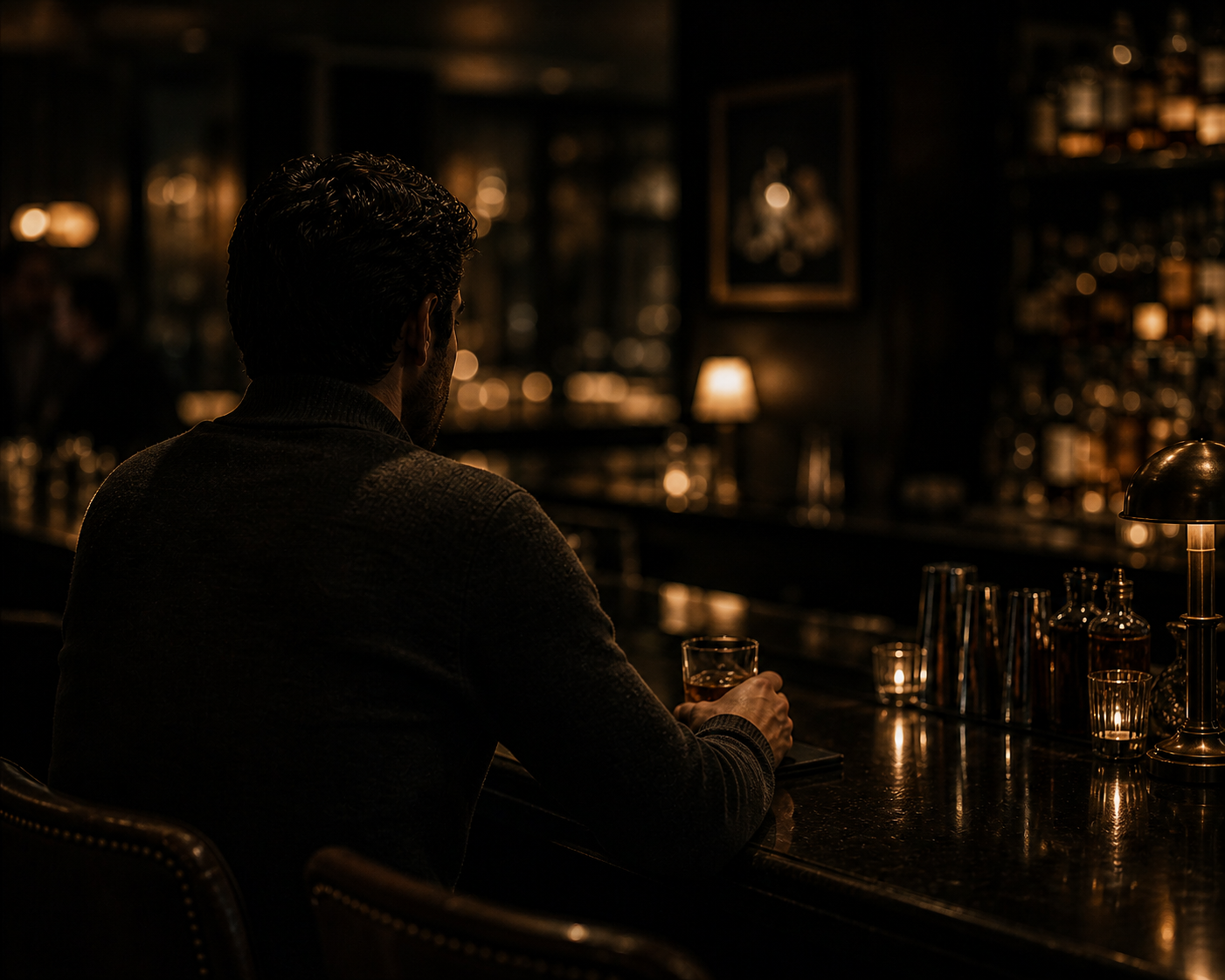 A man at a quiet bar